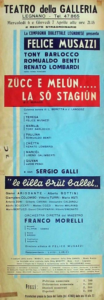 Zucc e melun la sò stagiun (1960) - I Legnanesi