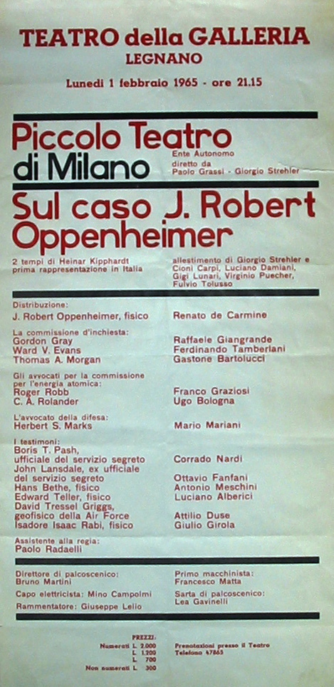 Sul caso J. Robert Oppenheimer (1964) Luciano Alberici - Renato De Carmine