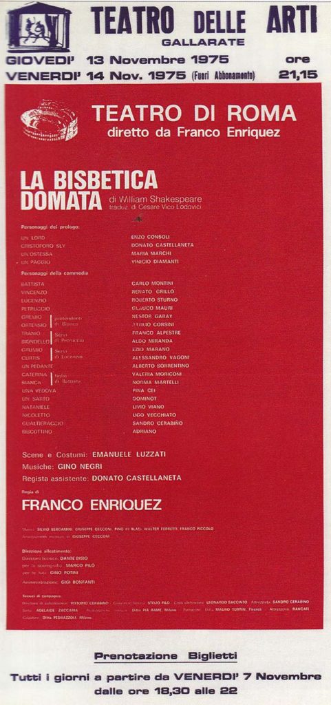 La bisbetica domata (1975) Valeria Moriconi - Glauco Mauri