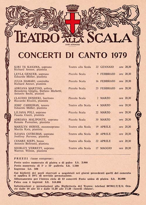 Concerti di canto (1979) - Teatro alla Scala