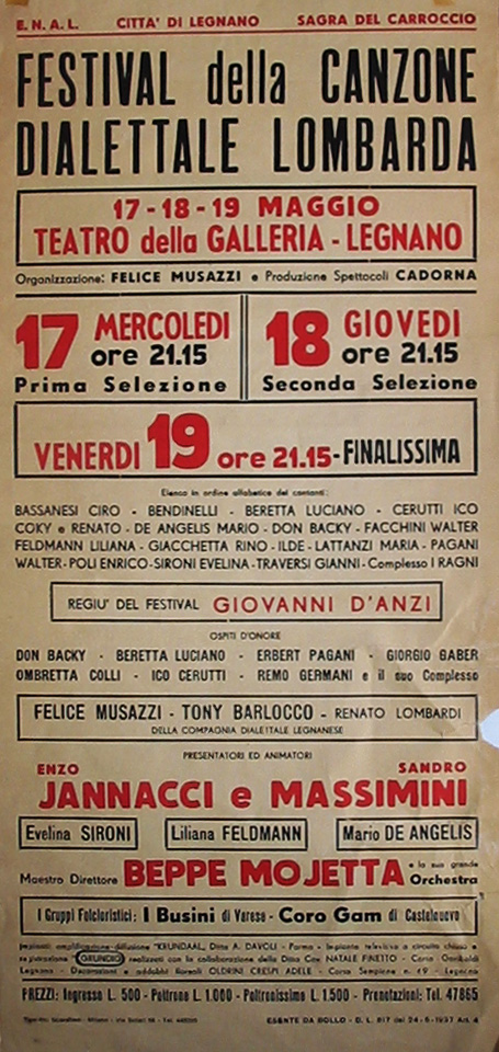 Festival della canzone lombarda (1960) E. Jannacci - S. Massimini